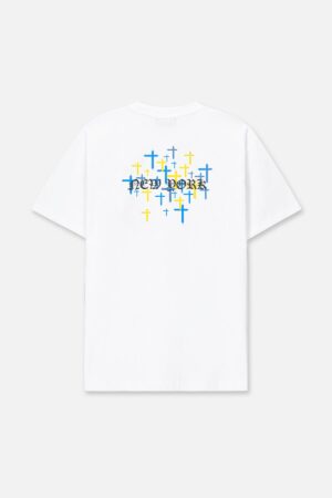COLIN OVERSIZED SHORT SLEEVE TEE | WHITE OLD ENGLISH NY